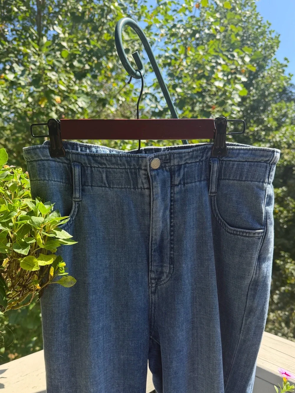 J Crew Re-Imagined Soft Flowy Elastic Waist Blue Jeans Trousers Size 28 Cotton